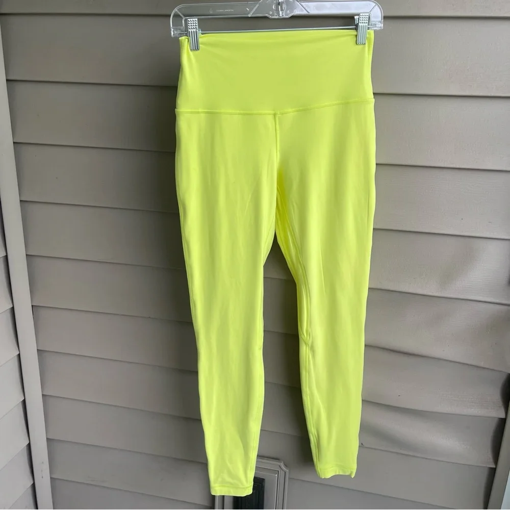 Lululemon Align High Rise Pant 27” size 8‎ Neon Yellow Serpentines Athleisure